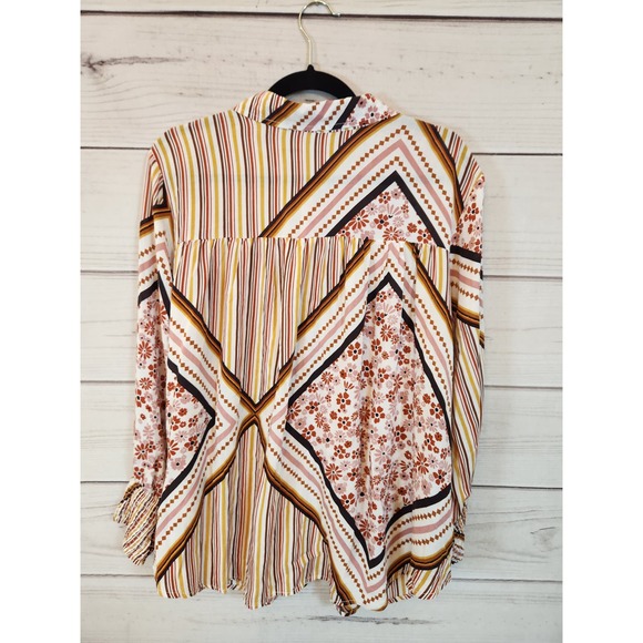Cato Women's Multicolor Floral Long Sleeve Button Front Blouse Size 18/20W - Picture 2 of 6